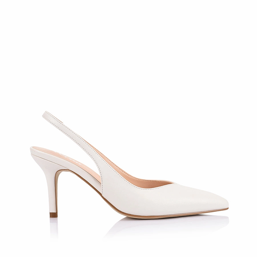 Show Fit Lemur Slingback Stilettos - Chalk White