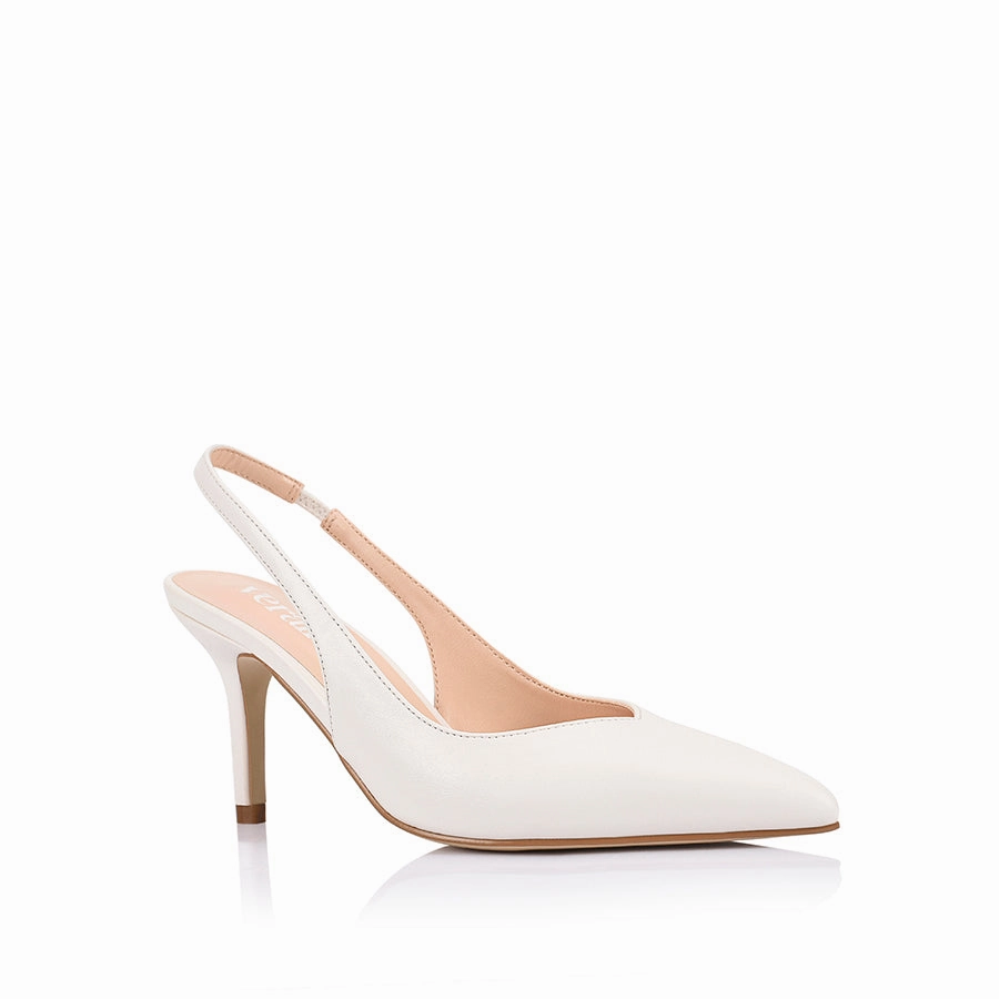Dance Floor Lemur Slingback Stilettos - Chalk White