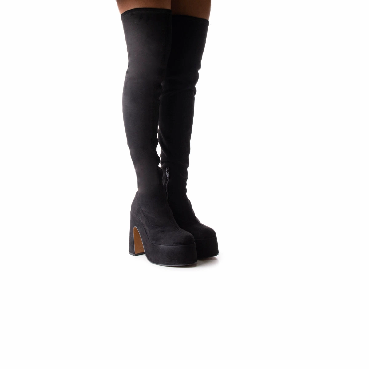 Finesse Black Suede Stretch Bold Red