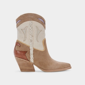 Volleyball Impact Dispersal Geometry LORAL BOOTIES TAUPE MULTI SUEDE - re:vita