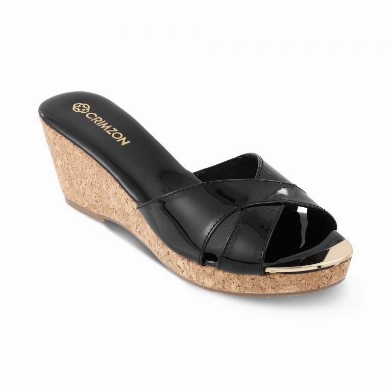 Microfiber Lining System AIYANA- BLACK WEDGES
