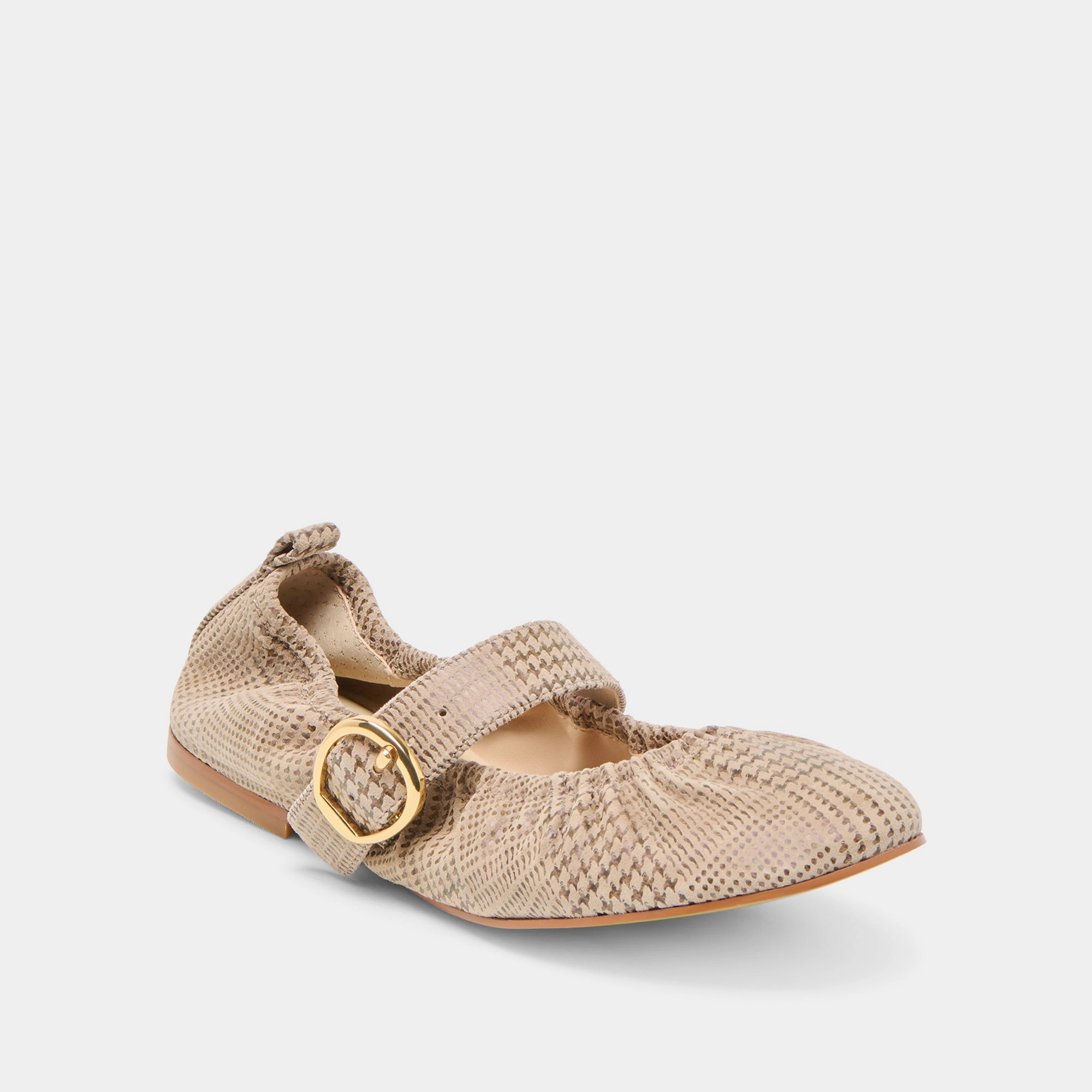 CAELY BALLET FLATS HERRINGBONE PRINTED SUEDE indoor shoe features
