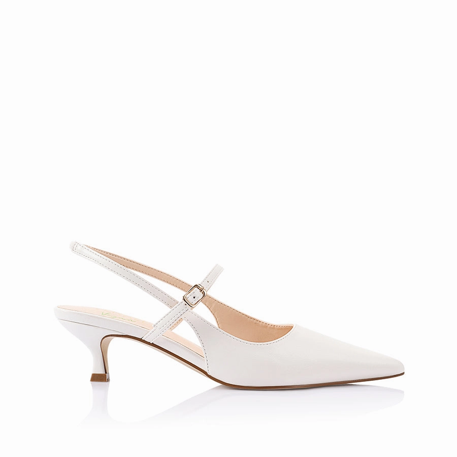 Quick Fit Luce Slingback Kitten Heels - Chalk White