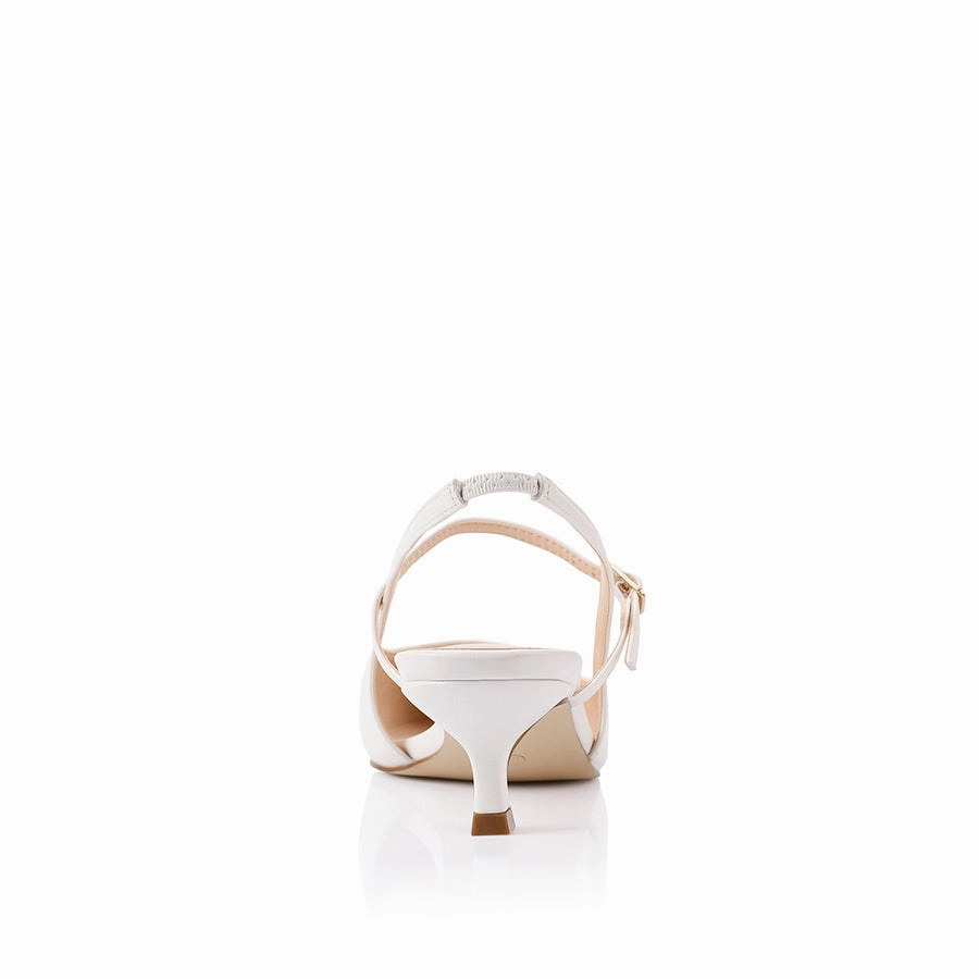 Luce Slingback Kitten Heels - Chalk White Shape Support Simple Comfort