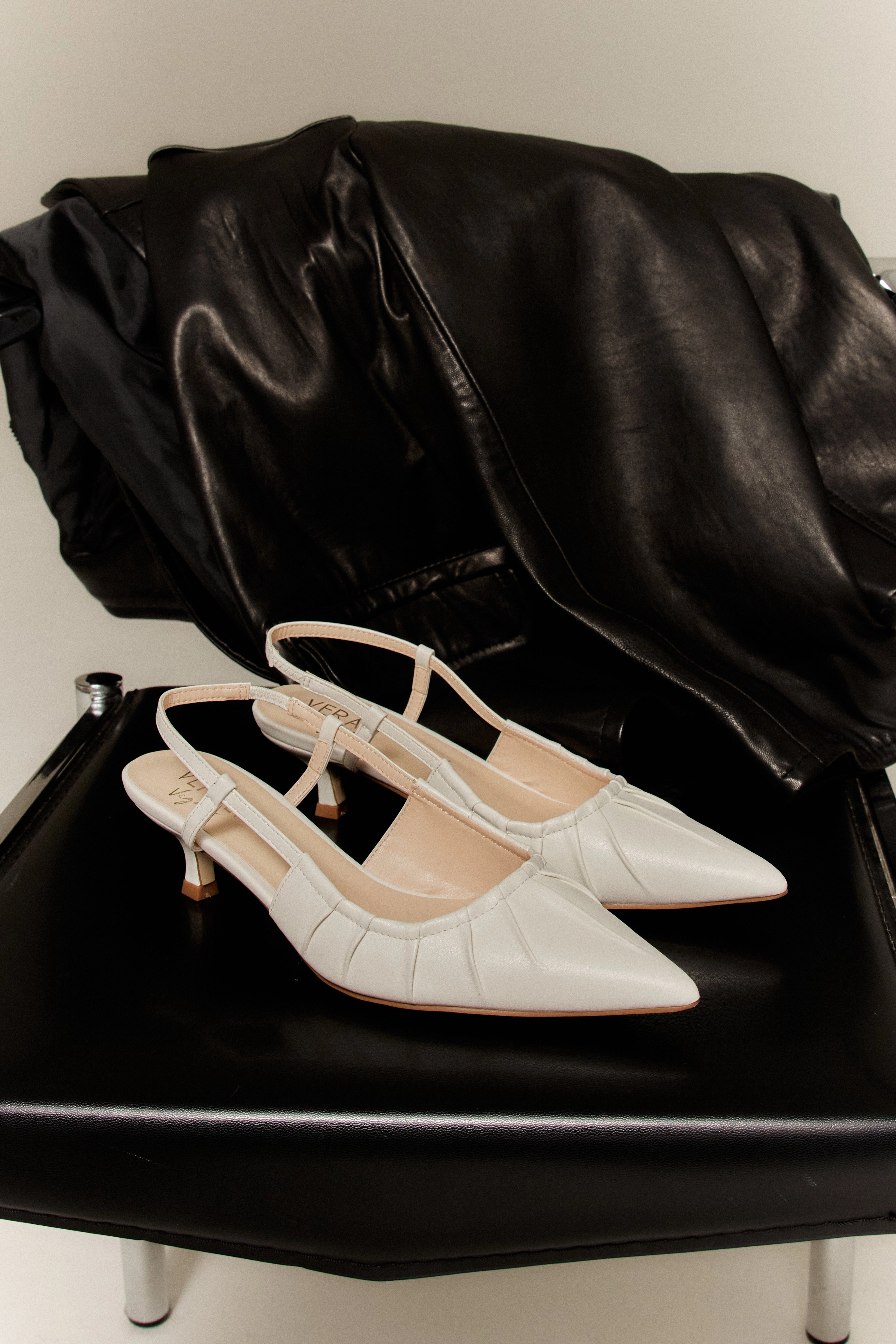 Lucius Slingback Kitten Heels - Chalk White Professional Vibe Polymetric Cushioning