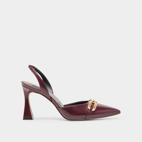 MALIK HEELS CRANBERRY CRINKLE PATENT Streamlined silhouette