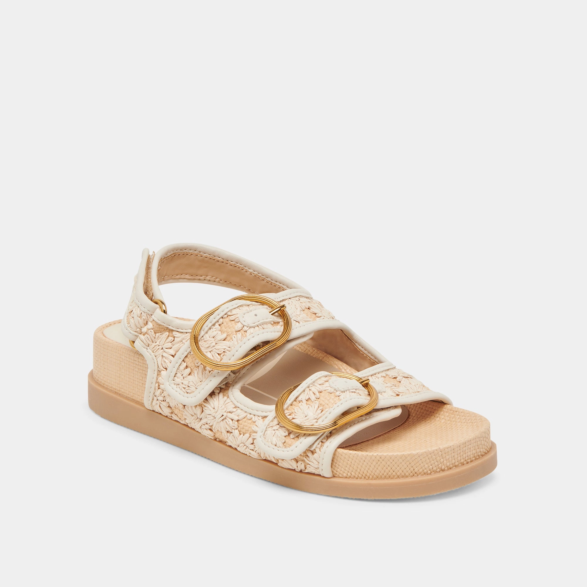STARLA SANDALS CREME FLORAL RAFFIA indoor - style