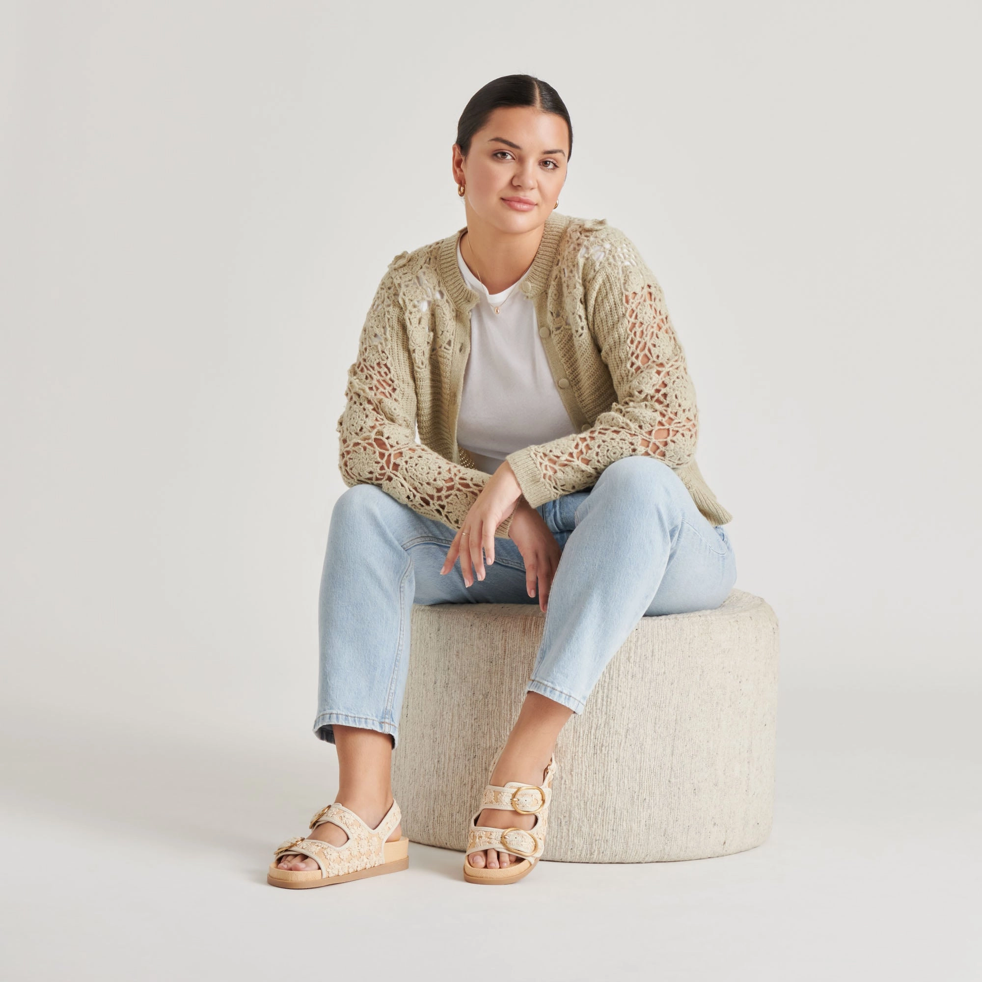 Anti Friction Collar least expensive STARLA SANDALS CREME FLORAL RAFFIA