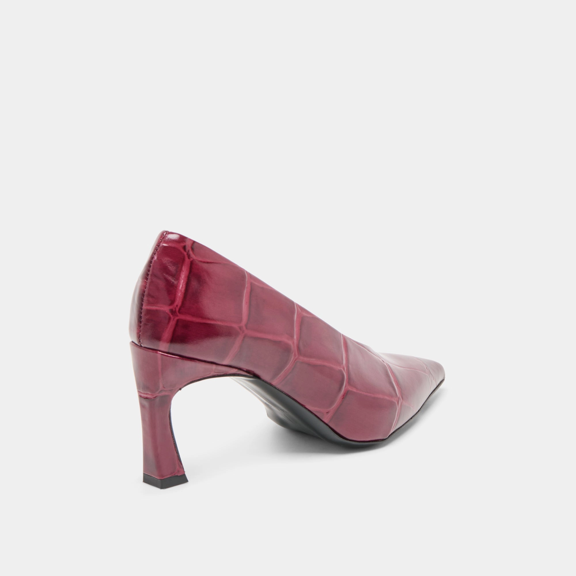 MIDGE HEELS BURGUNDY CROCO EMBOSSED LEATHER Solid Elite Cushioning