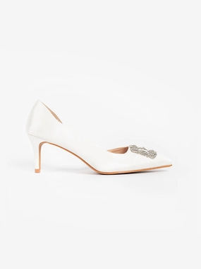 Elegant Shoes Prestige Brand Inara Satin Rhinestone Heels