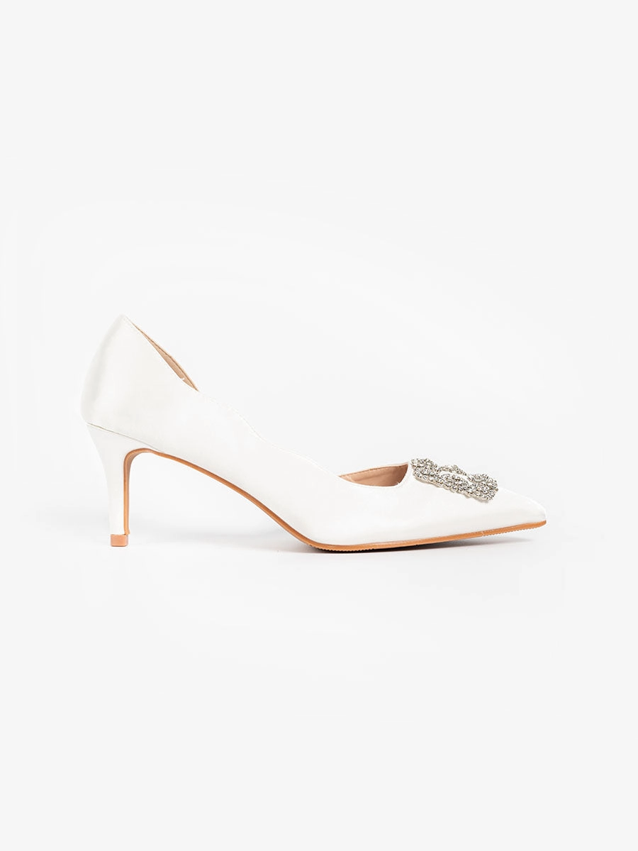 Inara Satin Rhinestone Heels Workplace Fashion