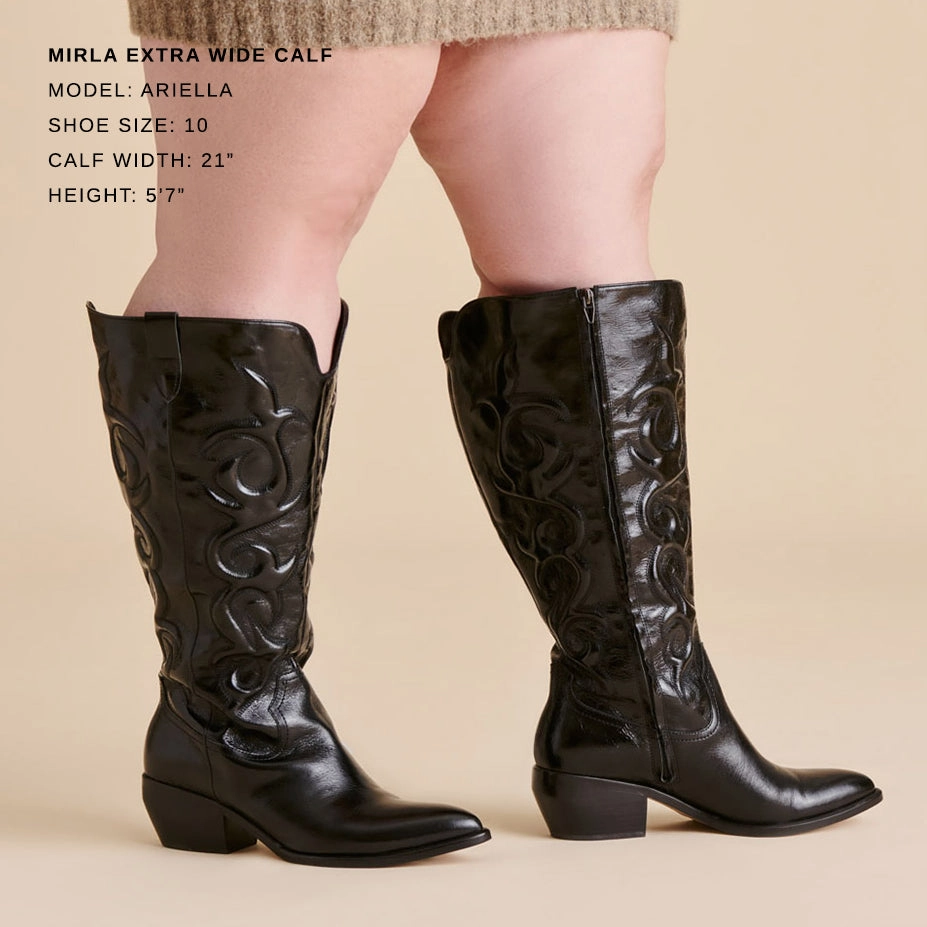 Comfort Cushioning Regular Fit MIRLA EXTRA WIDE CALF BOOTS BLACK LEATHER