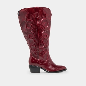MIRLA EXTRA WIDE CALF BOOTS OXBLOOD LEATHER Waterproof Technology ankle - high