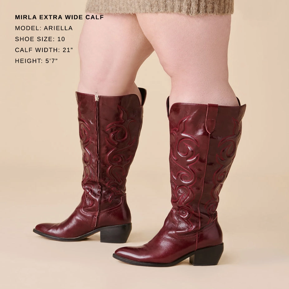 bold - prints MIRLA EXTRA WIDE CALF BOOTS OXBLOOD LEATHER