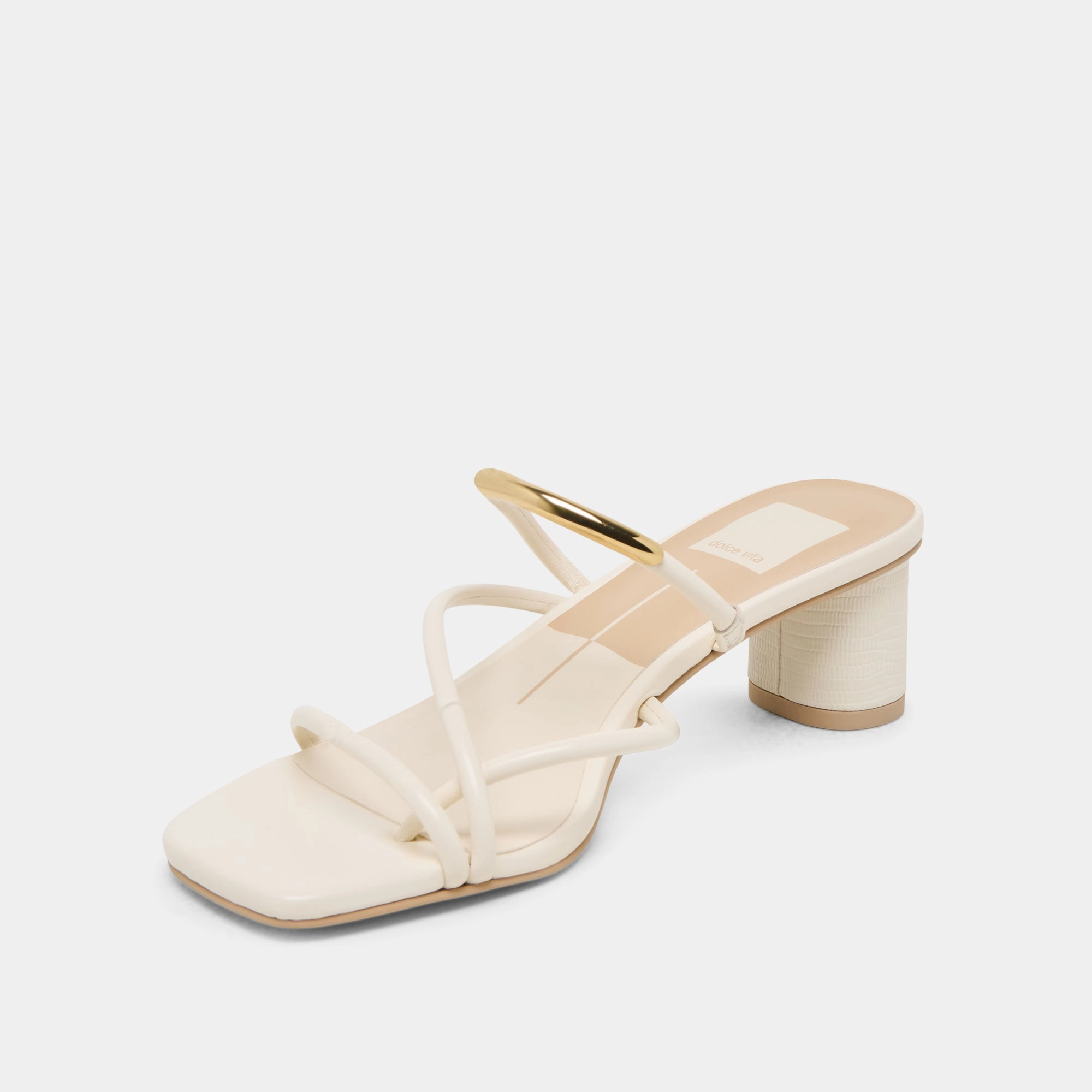 NAIRA HEELS OFF WHITE LEATHER hook - and - loop beach - style