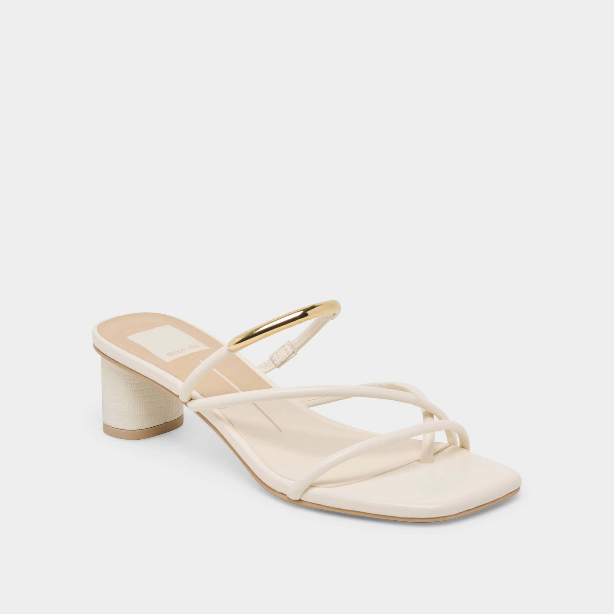 True NAIRA HEELS OFF WHITE LEATHER