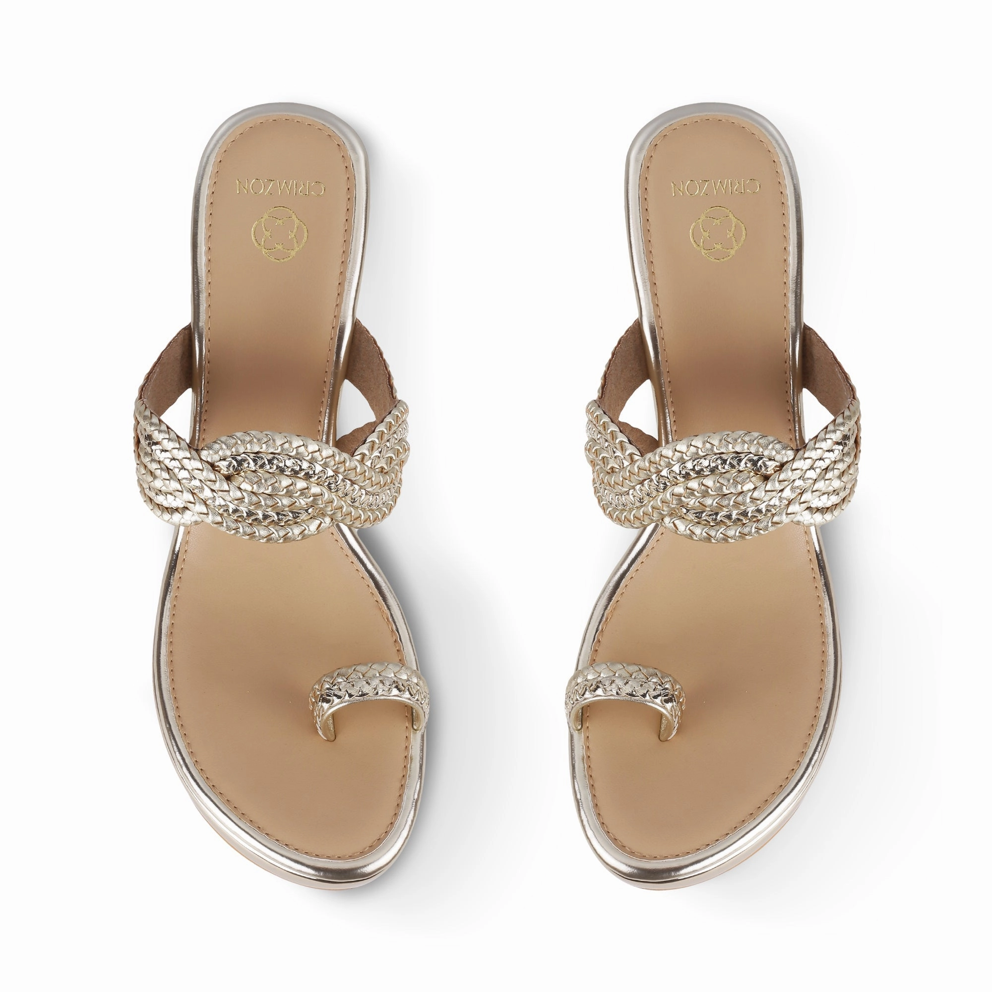 Relaxed Summer Footwear NAZAKAT- GOLD KOLHAPURIS