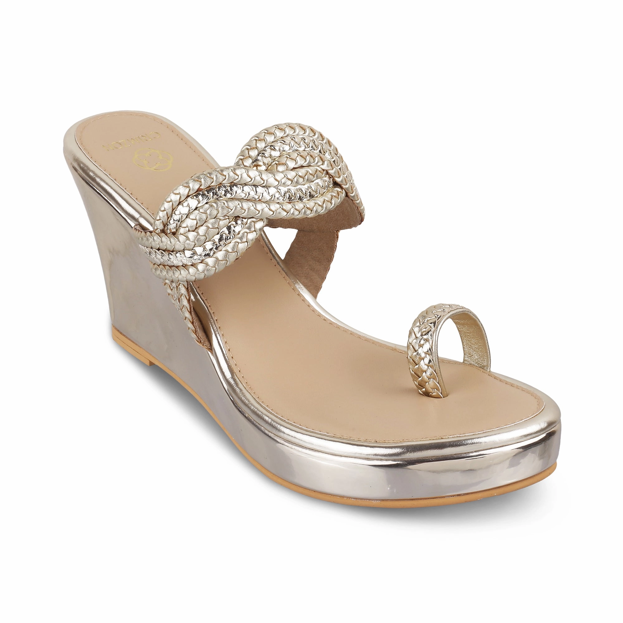 Simple Step Open Toe Shoes NAZAKAT- GOLD KOLHAPURIS