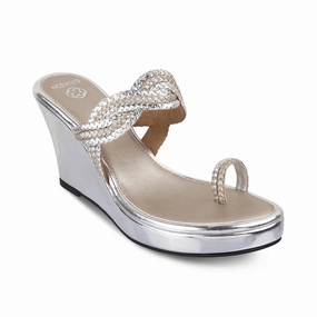 Slip On Style dry weather NAZAKAT- SILVER KOLHAPURIS