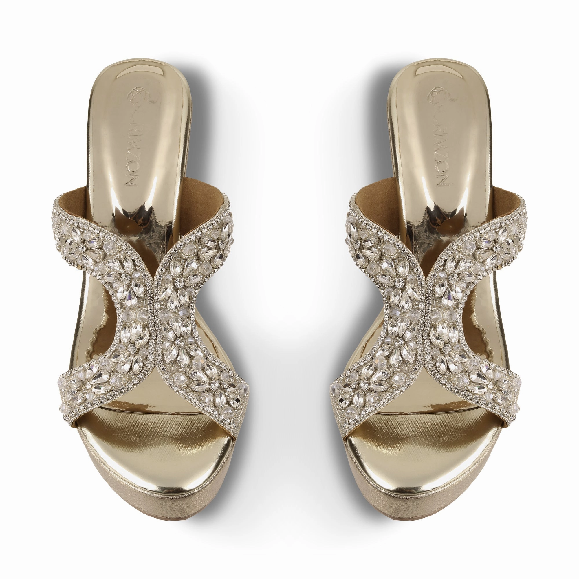 Travel Footwear Shock Absorbing NORAH- GOLD EMBELLISHED WEDGES