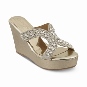 NORAH- GOLD EMBELLISHED WEDGES packable Adjustable Sole
