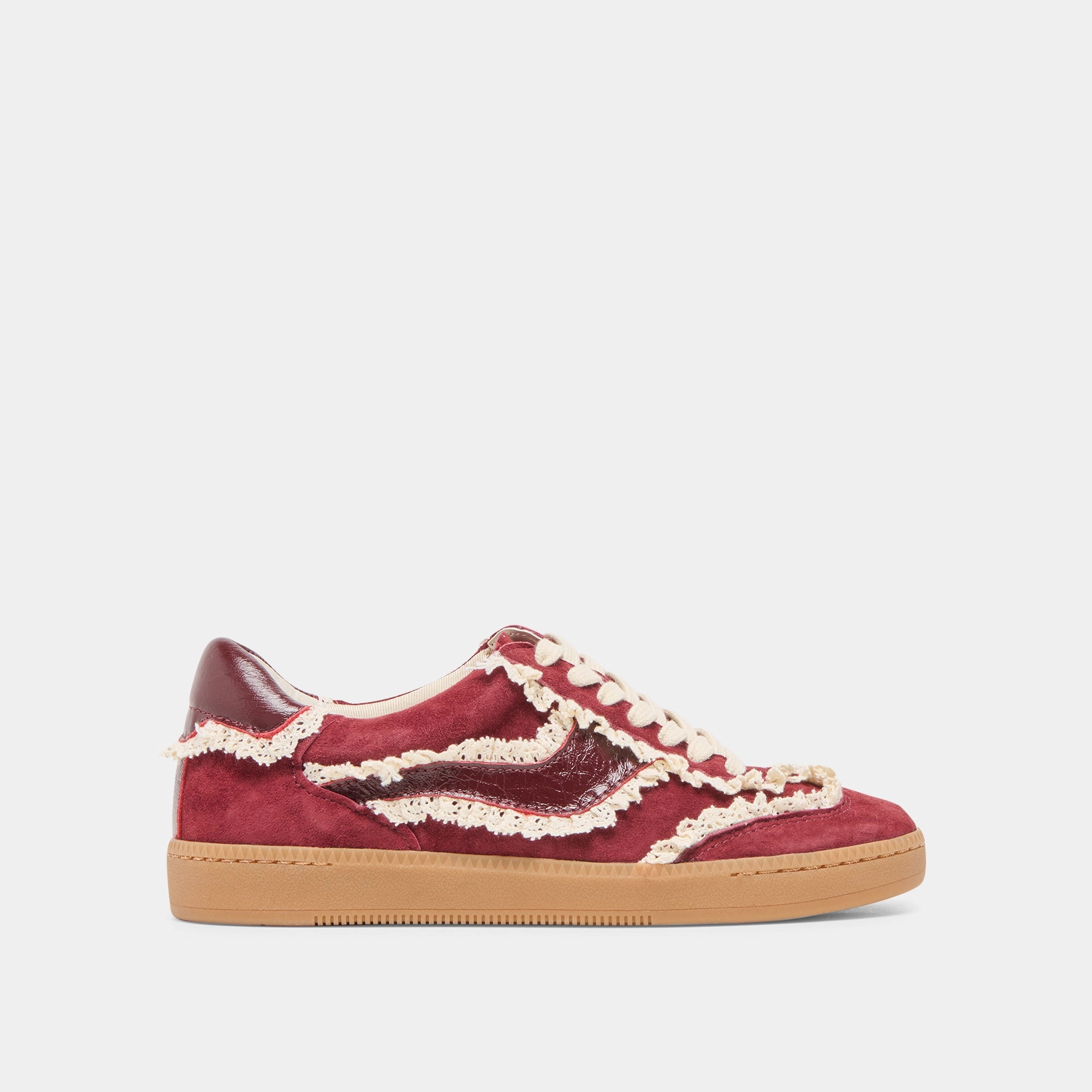 side - zip NOTICE LACE SNEAKERS OXBLOOD SUEDE