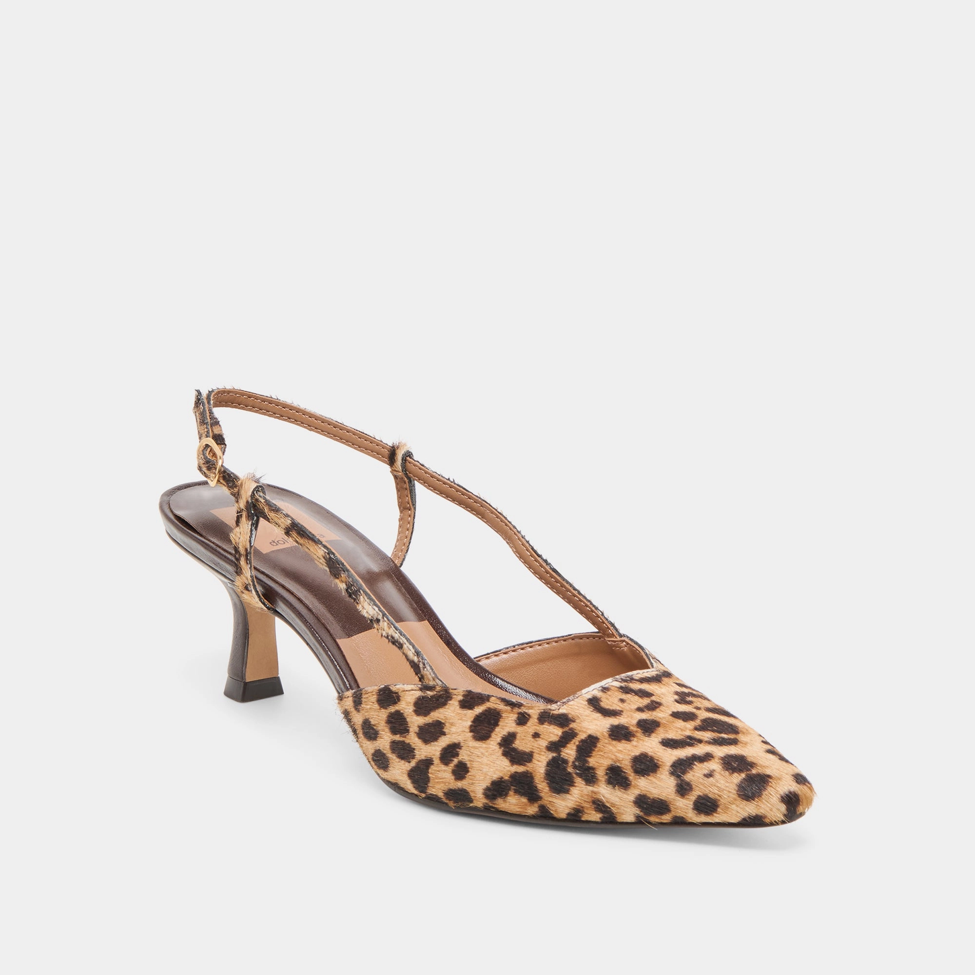Durable tread ODELA HEELS DK LEOPARD CALF HAIR