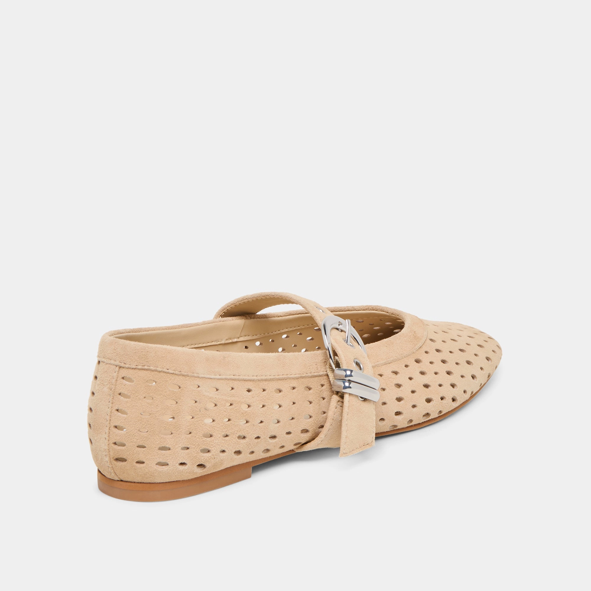 MIKEL BALLET FLATS CAMEL PERFORATED SUEDE Fresh materials