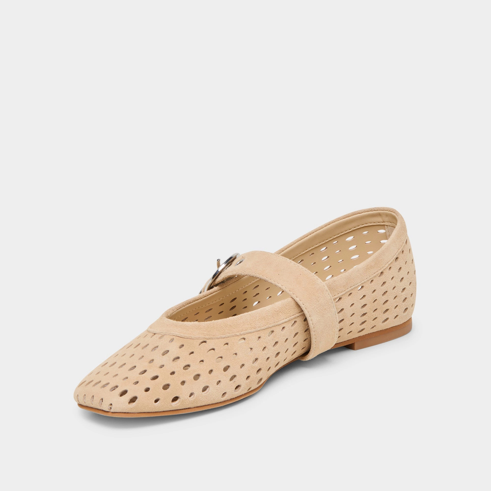 Rough Durable tread MIKEL BALLET FLATS CAMEL PERFORATED SUEDE