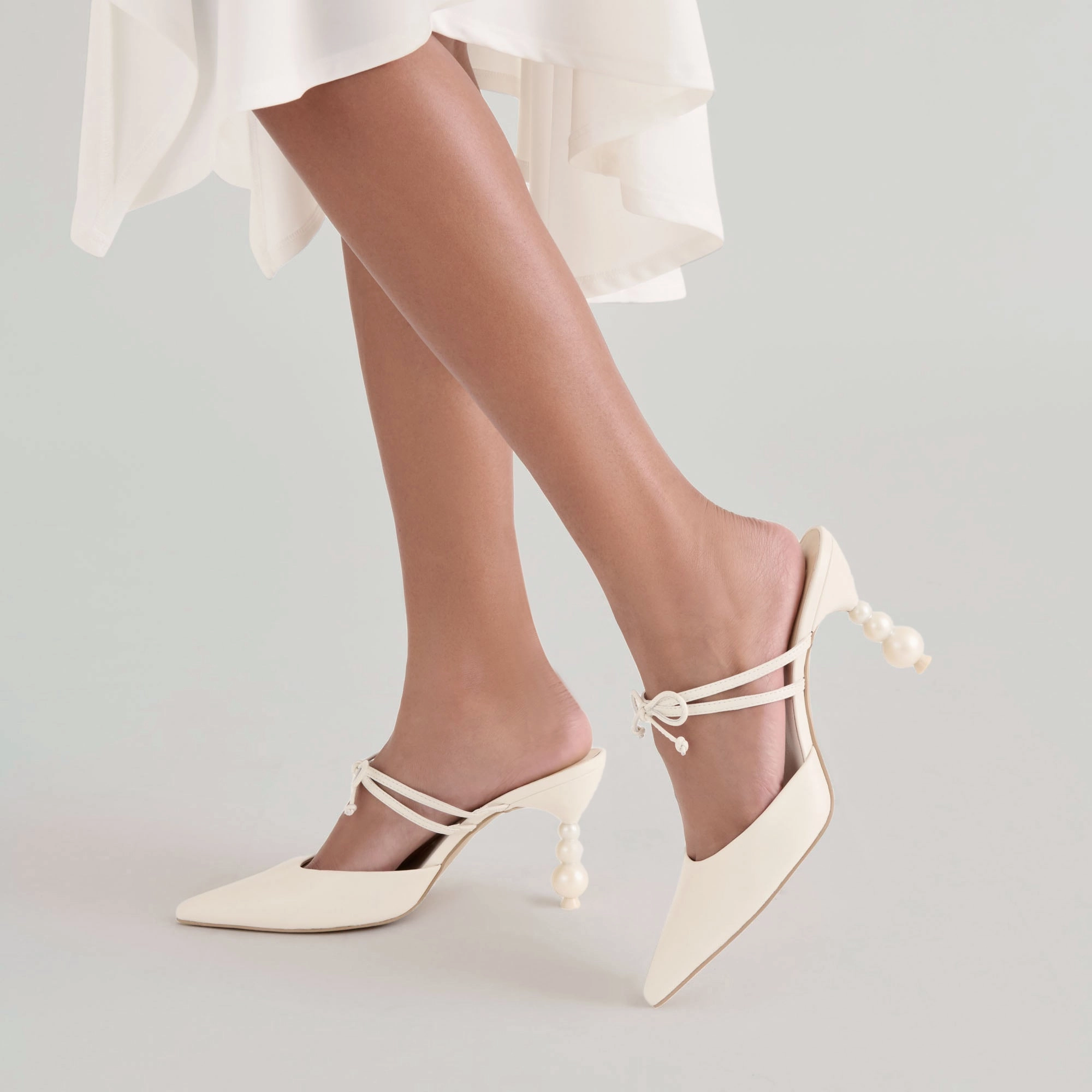 KLAIRE PEARL HEELS TRUE WHITE LEATHER All-day lining honest