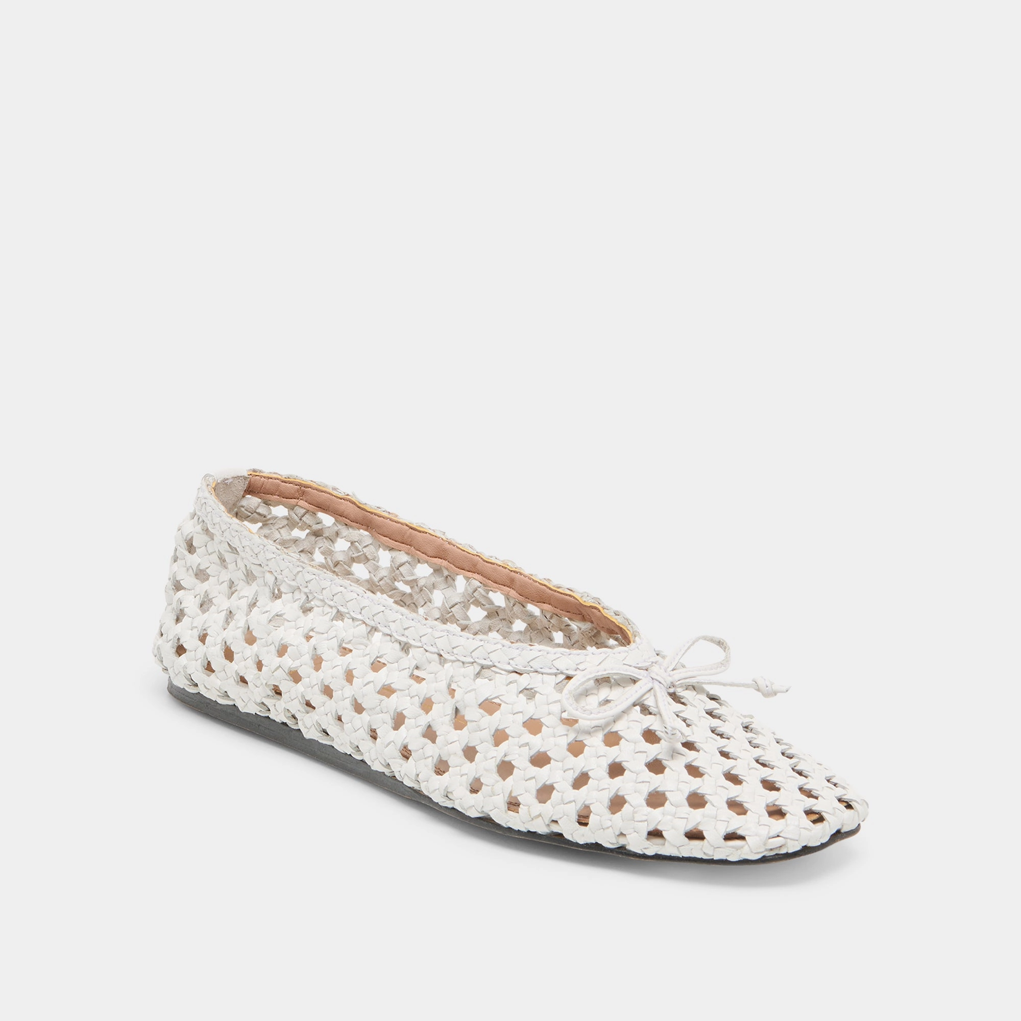 bootie EDDA BALLET FLATS BONE WOVEN LEATHER