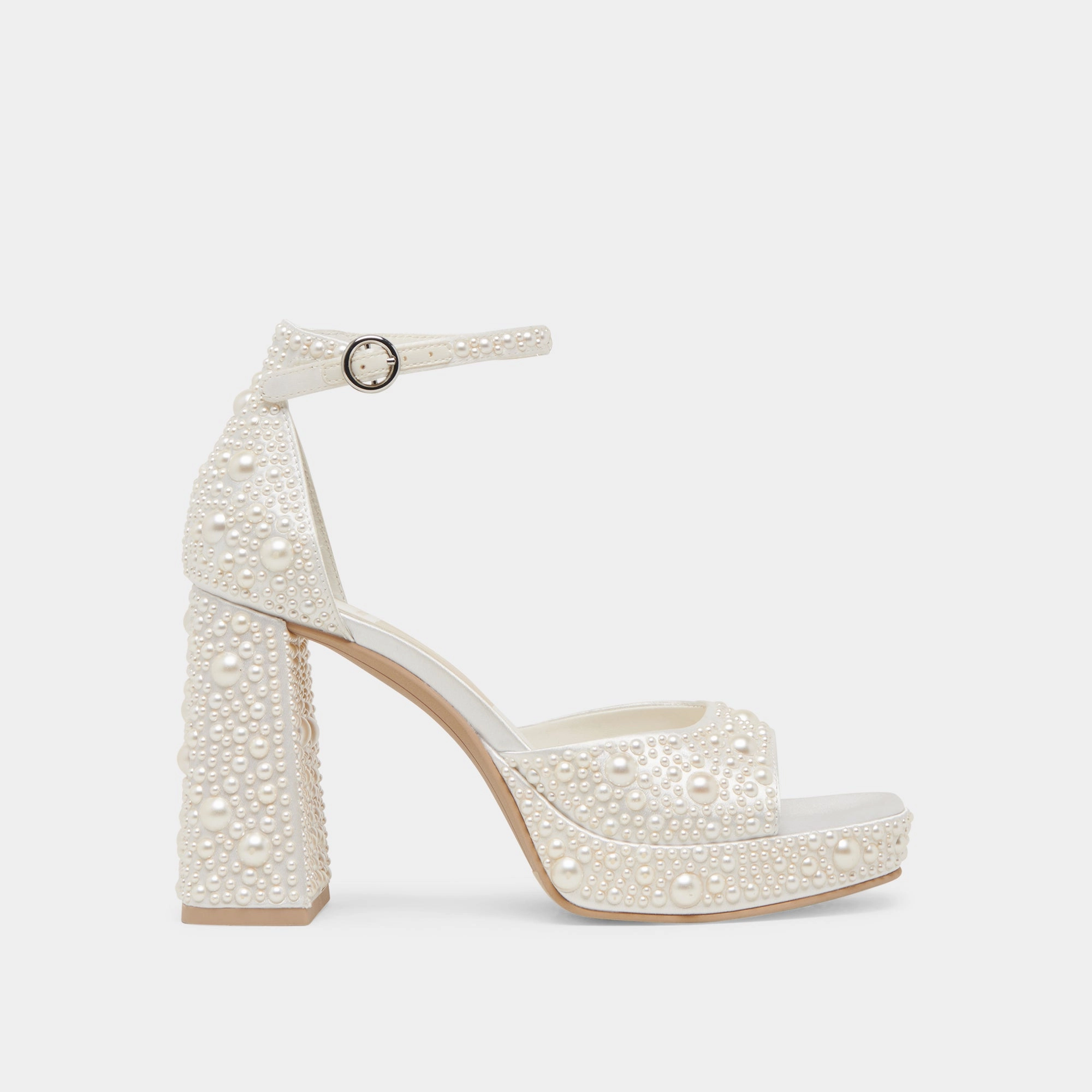 PANDRO PEARL WIDE HEELS TRUE WHITE SATIN Ballet Flats