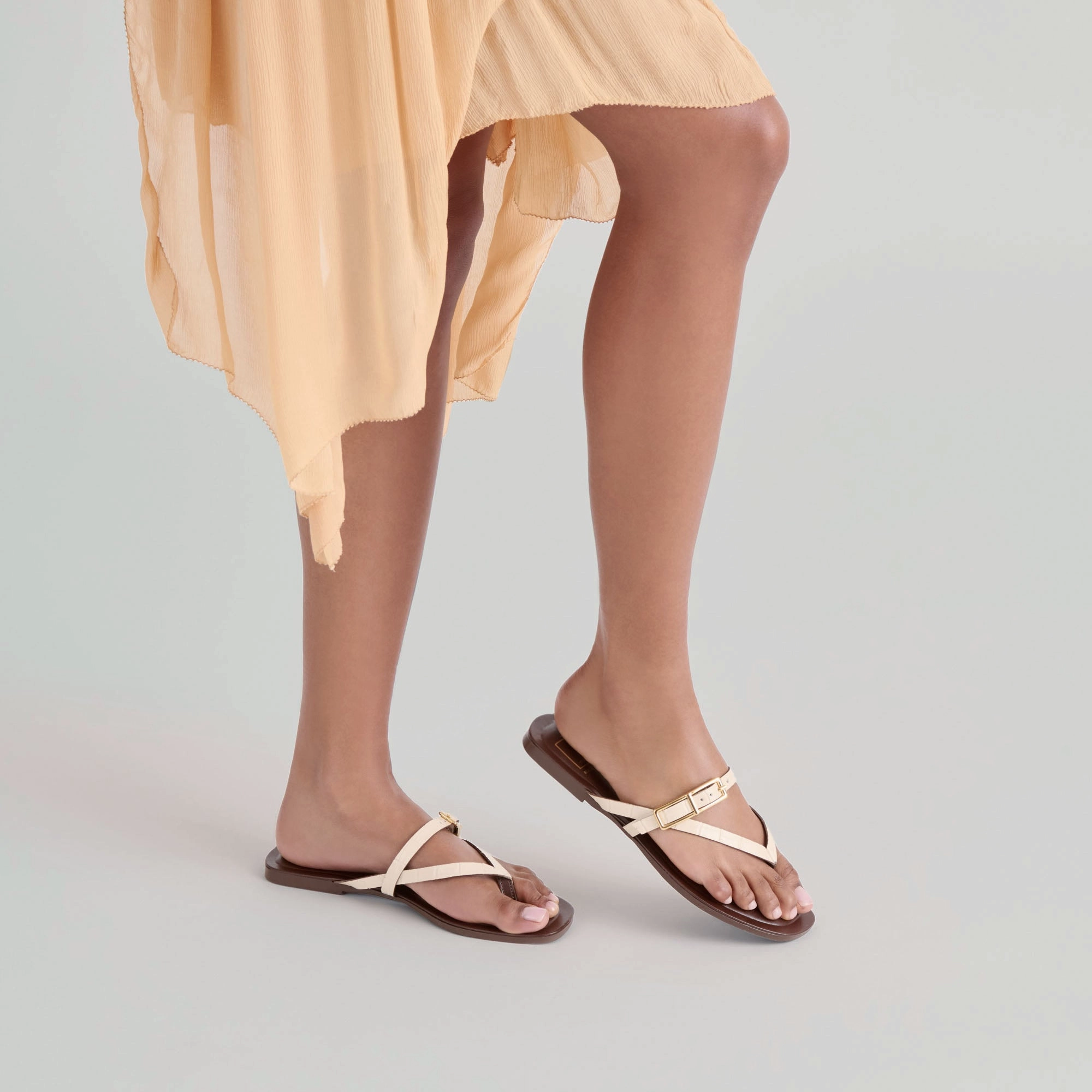 formal user PIERS SANDALS BEIGE CROCO EMBOSSED LEATHER