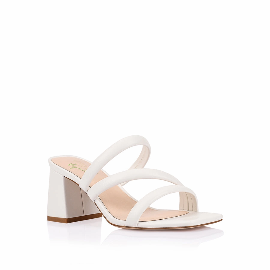 Stallone Block Heel Mules - Chalk White Metro Look Interior Focus