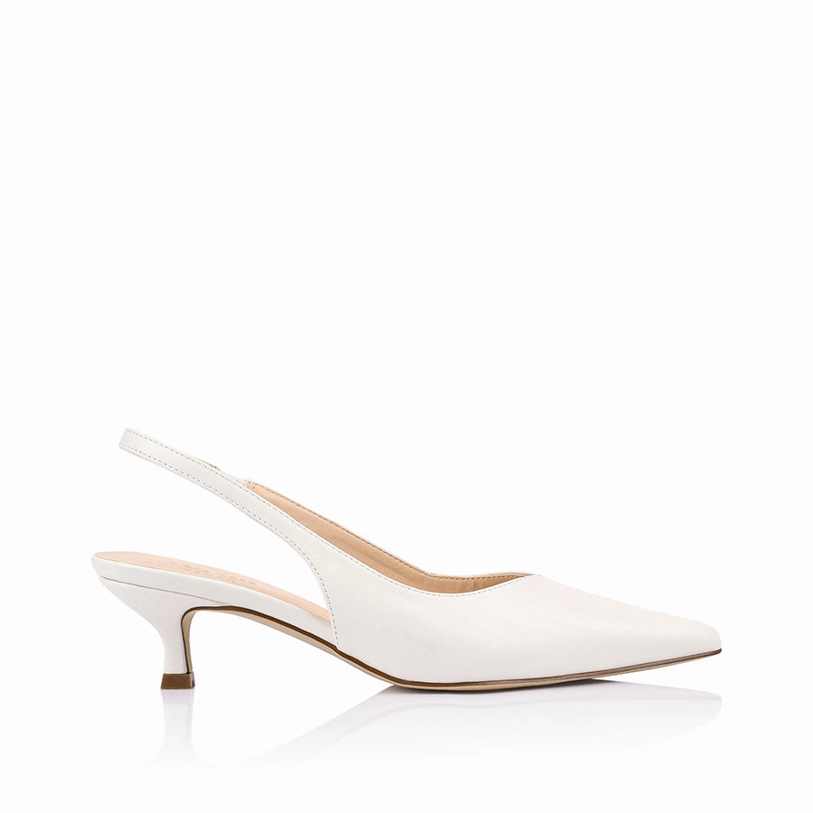 Lush Slingback Kitten Heels - Chalk White Basic Comfort