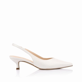 Lush Slingback Kitten Heels - Chalk White Basic Comfort