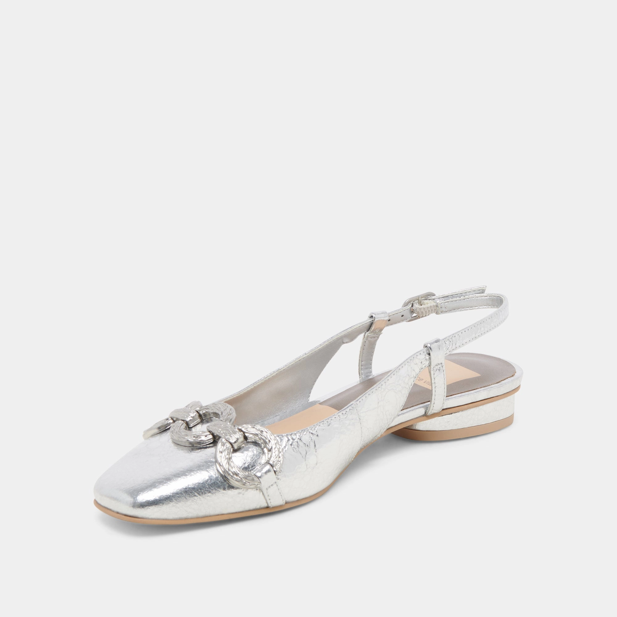 Contoured Heel Cup RAMANO FLATS SILVER DISTRESSED LEATHER