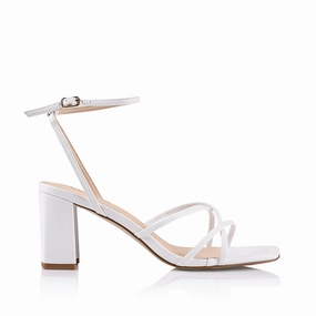 Nakita Block Heel Sandals - White Smooth Dance Scene Bride Shade