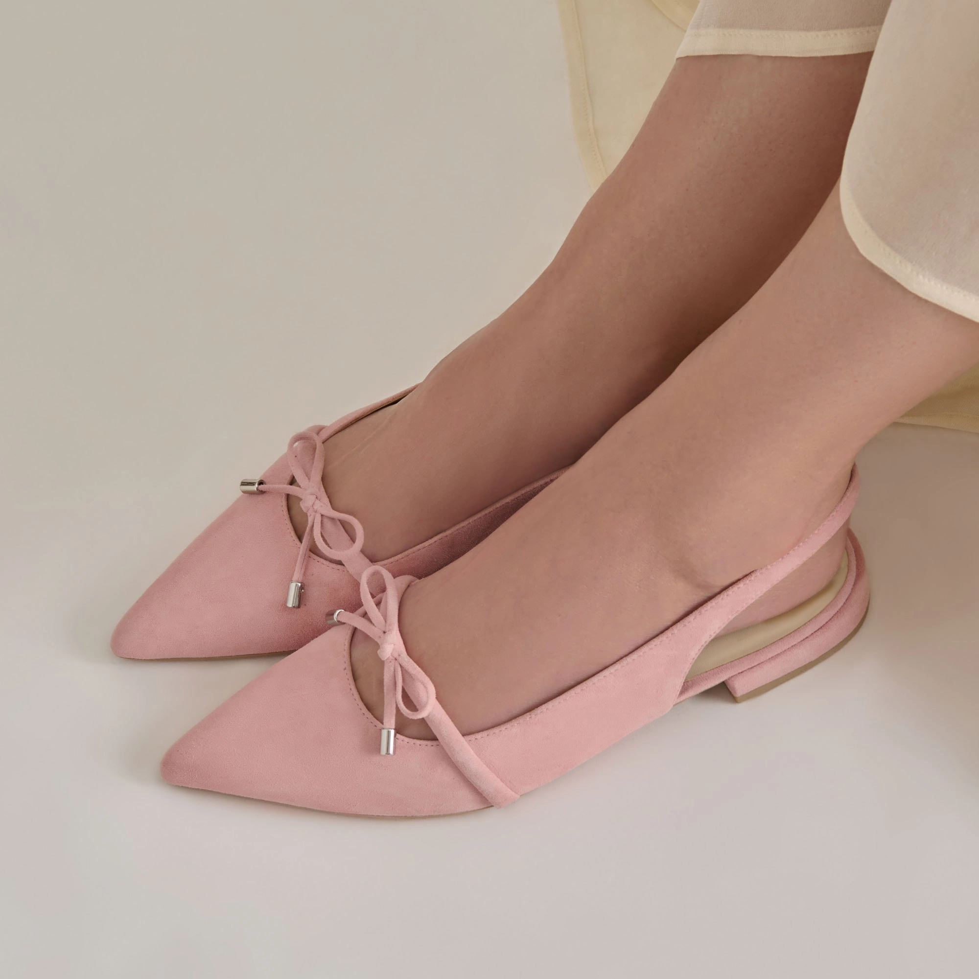 PAYGE FLATS PETAL PINK SUEDE Vegan Material Options Energy Returning Heel