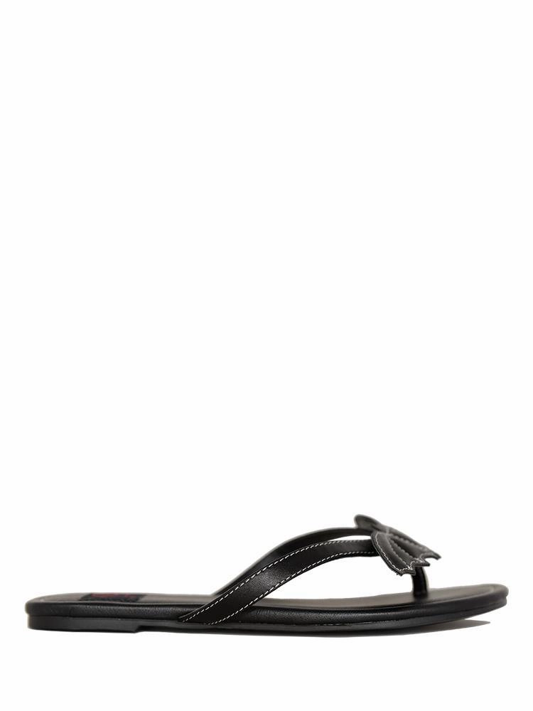 open - toe Refined touch BETTY BAT - ALL BLACK PU
