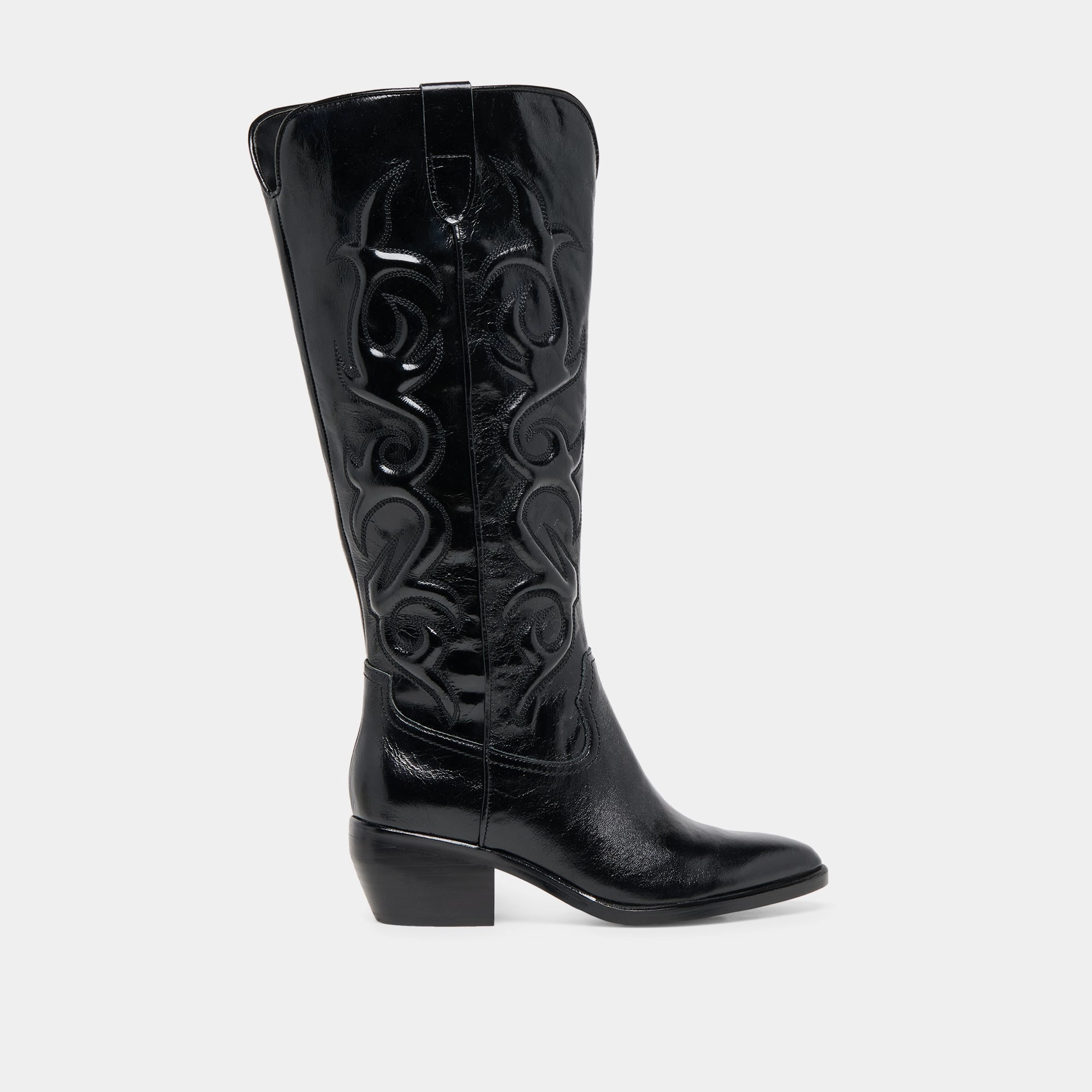 Contoured Footbed Shape MIRLA WIDE CALF BOOTS BLACK LEATHER
