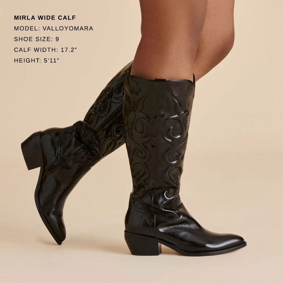 MIRLA WIDE CALF BOOTS BLACK LEATHER dancing - style Sleek Ease
