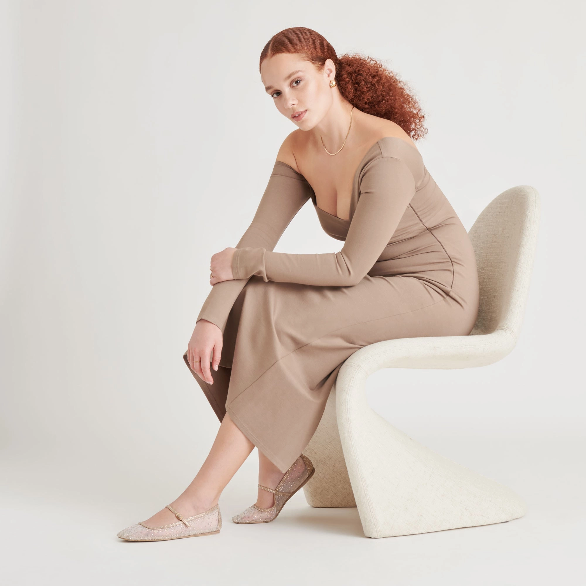 REYES CRYSTAL BALLET FLATS GOLD MESH Moisture Wicking Socks