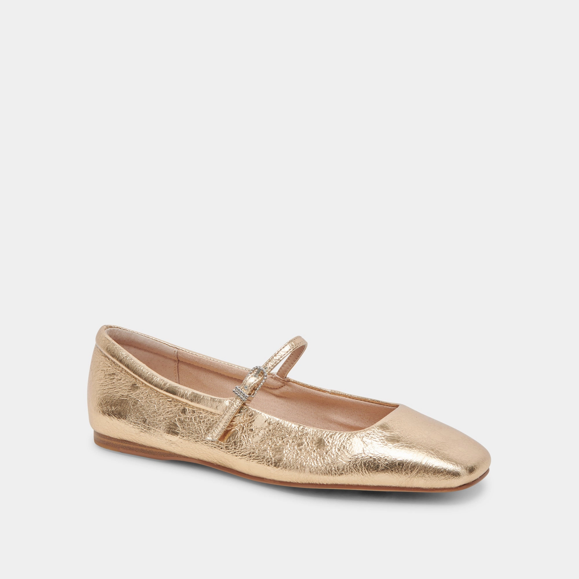 Luxe Touch REYES WIDE BALLET FLATS GOLD DISTRESSED LEATHER