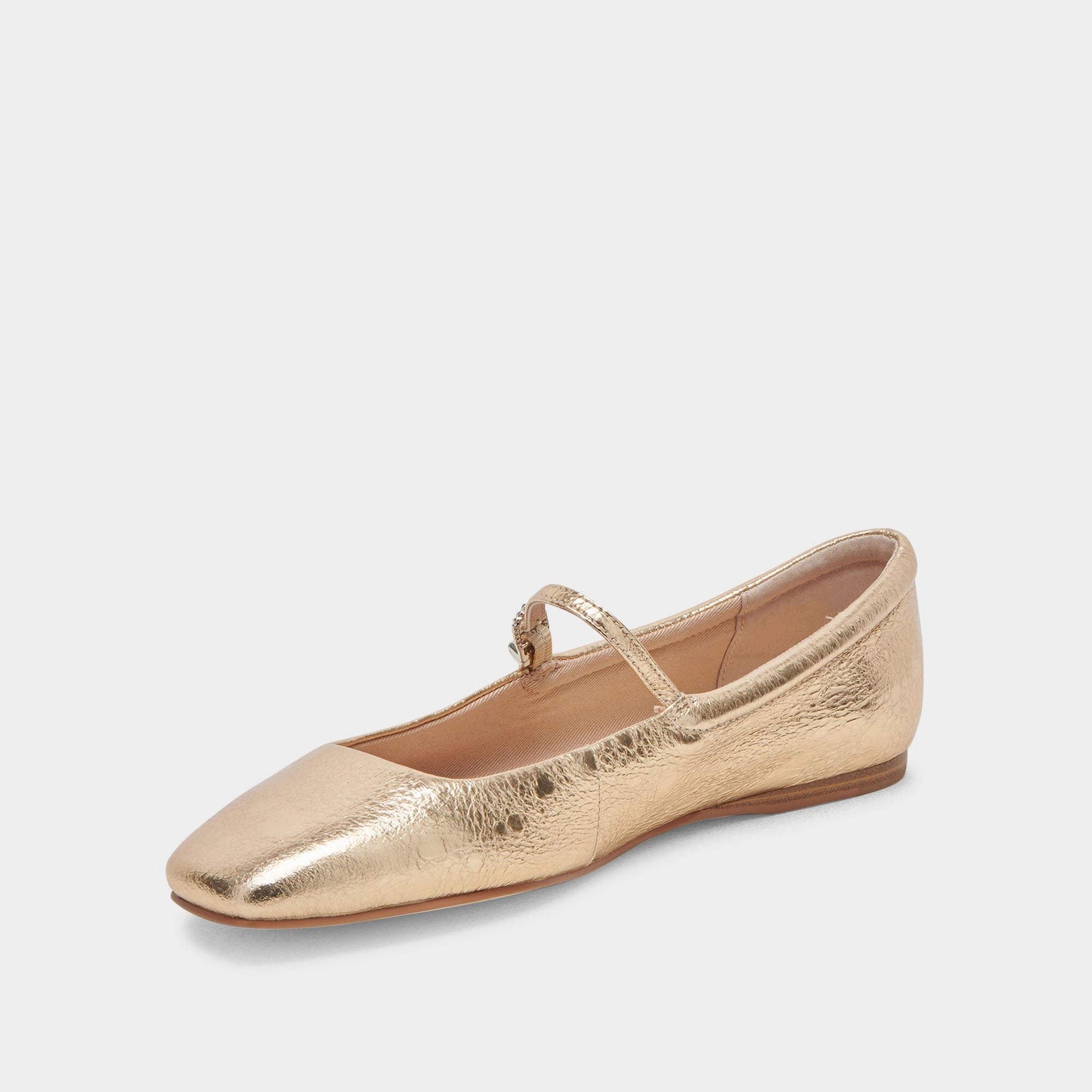 Neutral REYES WIDE BALLET FLATS GOLD DISTRESSED LEATHER
