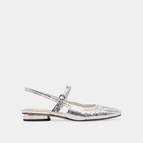 RIANNE FLATS SILVER DISTRESSED LEATHER perforated design foldable