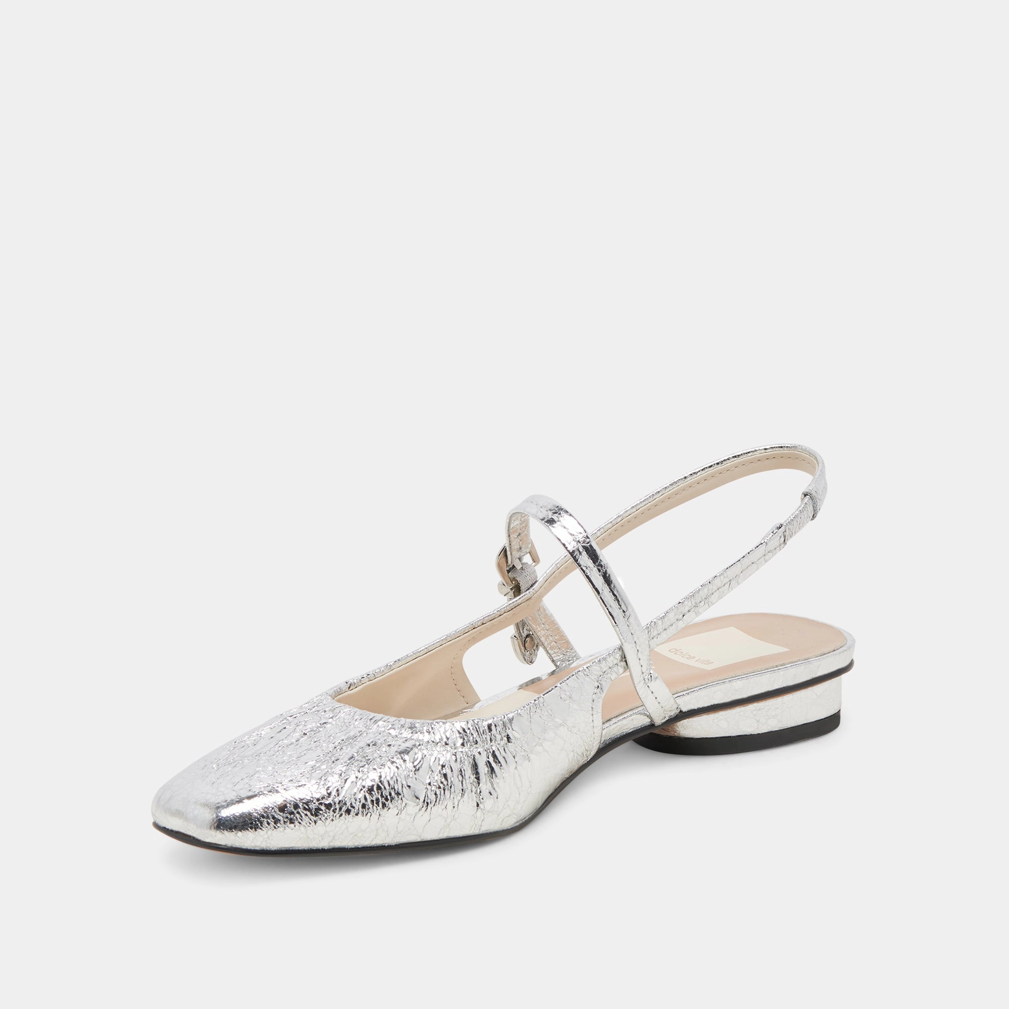 tennis - style Sculpted stability RIANNE FLATS SILVER DISTRESSED LEATHER