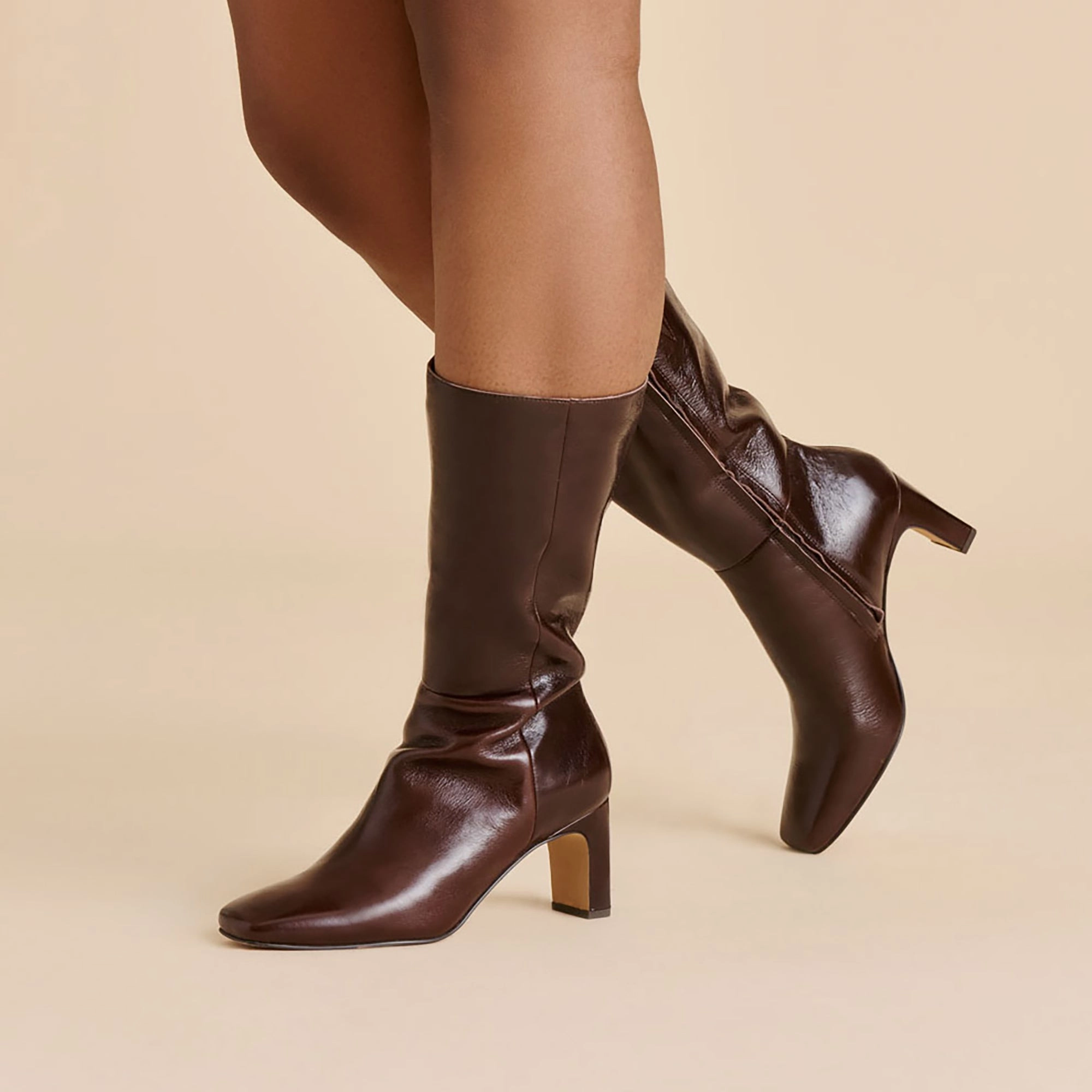 RIGGS WIDE CALF BOOTS CHOCOLATE LEATHER Reliable Grip