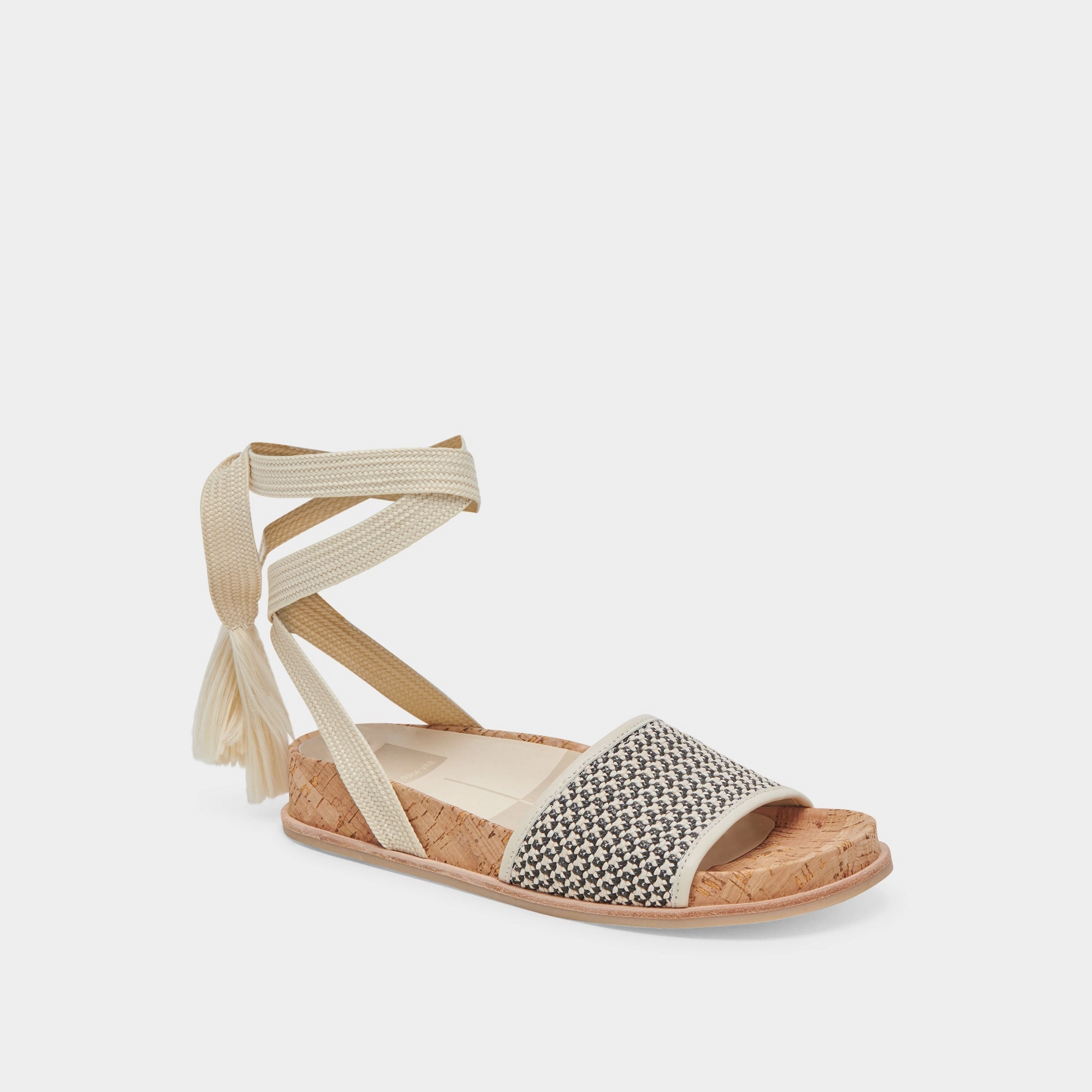 Hypoallergenic Liner SALACY SANDALS BLACK NATURAL RAFFIA