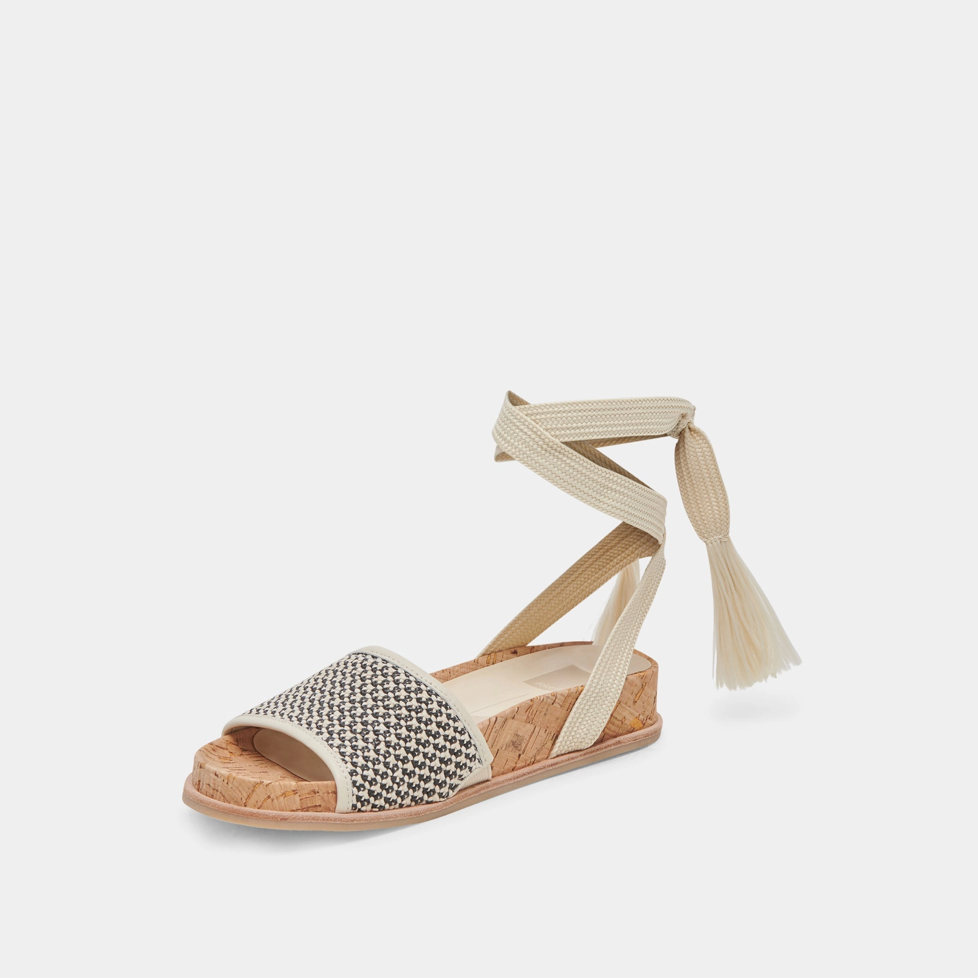 SALACY SANDALS BLACK NATURAL RAFFIA packable